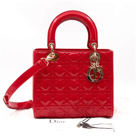 lady dior red patent bag